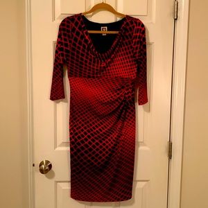 Anne Klein red and black dress